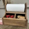 Houten keukenrolhouder met 2 vakken 27*28*20