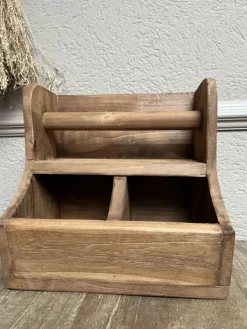 Houten keukenrolhouder met 2 vakken 27*28*20