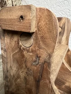 Houten keukenrolhouder met 2 vakken 27*28*20