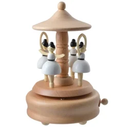 Houten muziekdoos balletdanseresjes 11*17