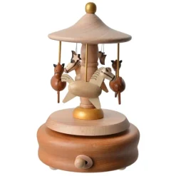 Houten muziekdoos paardjes 11*17