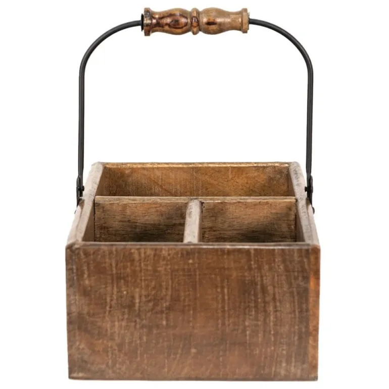 Houten vakkenbak met hengsel