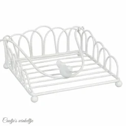 Ijzeren servethouder vogeltje wit