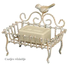 Ijzeren zeepbakje staand vogel