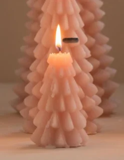 Kaarsje kerstboom roze 6*12