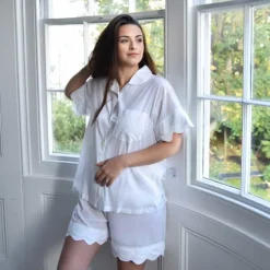 Katoenen pyjama met korte broek Rosa wit M/L