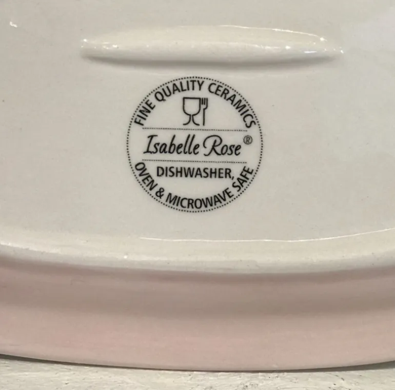 Keramiek botervloot roze witte stippen