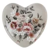 Keramieken hart roosjes grijs 11*4