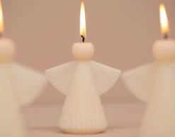 Kerst engel kaars roze 10*8