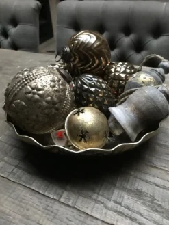 Kerstbal bruin/goud 10cm