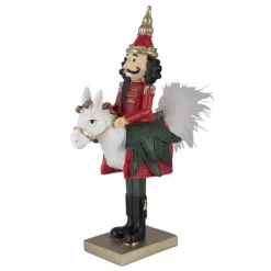 Kerstdecoratie Notenkraker op stokpaardje rood/groen