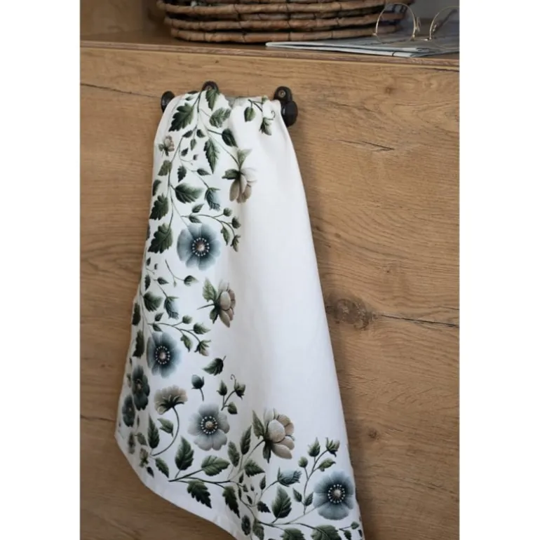 Keukendoek Anemoon beige/groen