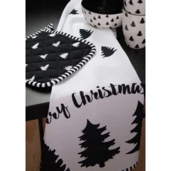 Keukendoek kerstboom wit/zwart