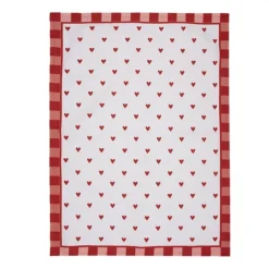 Keukendoek Love It hartjes rood/wit model 1