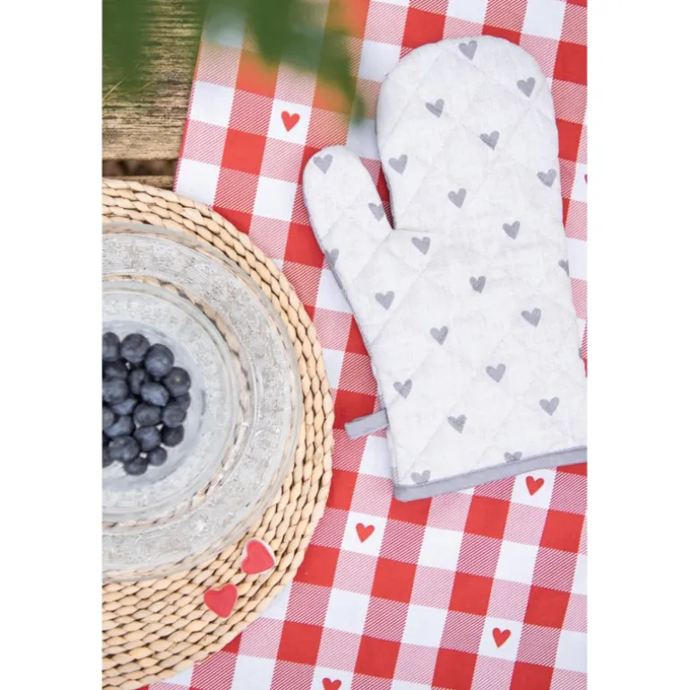 Keukendoek Love It hartjes rood/wit model 1