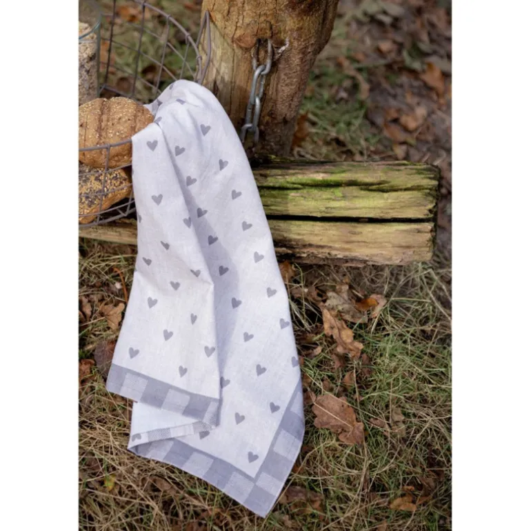 Keukendoek Love It hartjes beige/grijs model 1