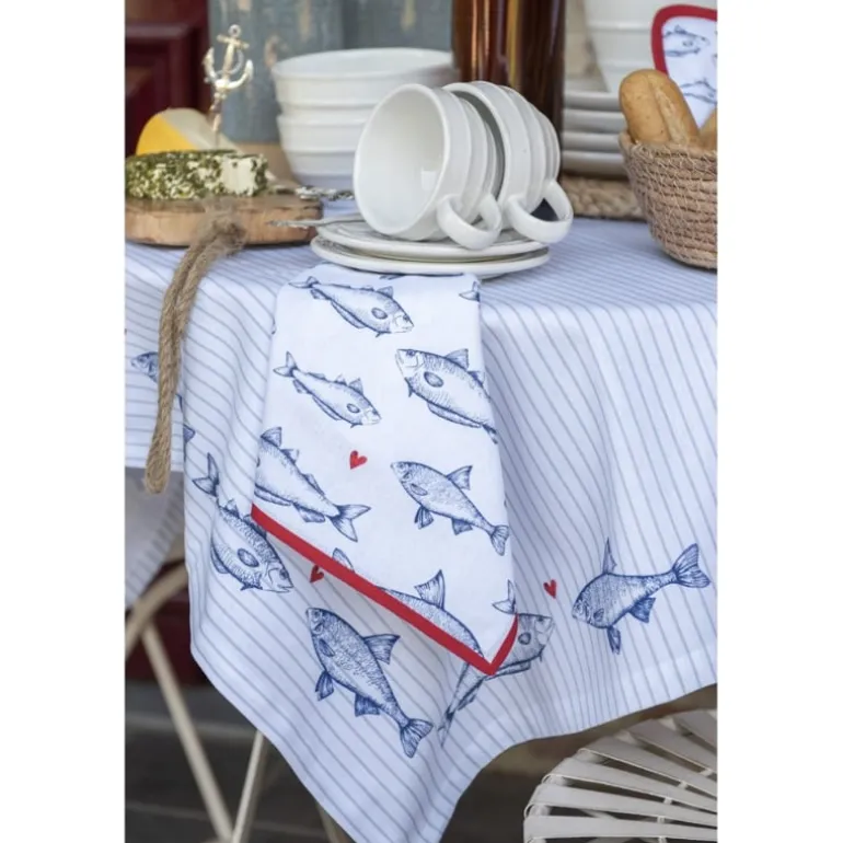 Keukendoek Sun Sea and Fish model 1