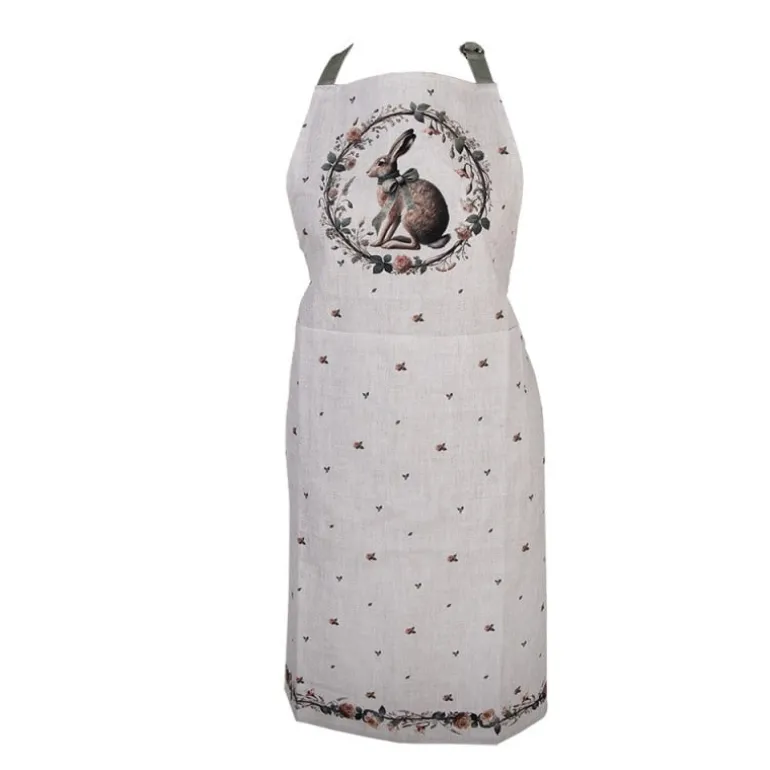 Keukenschort haas en roosjes groen