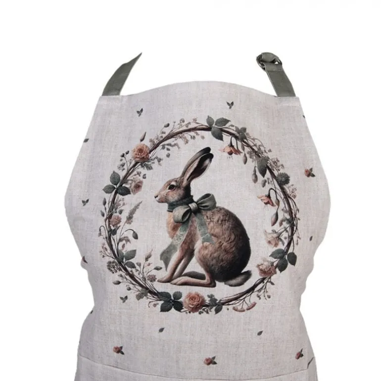 Keukenschort haas en roosjes groen