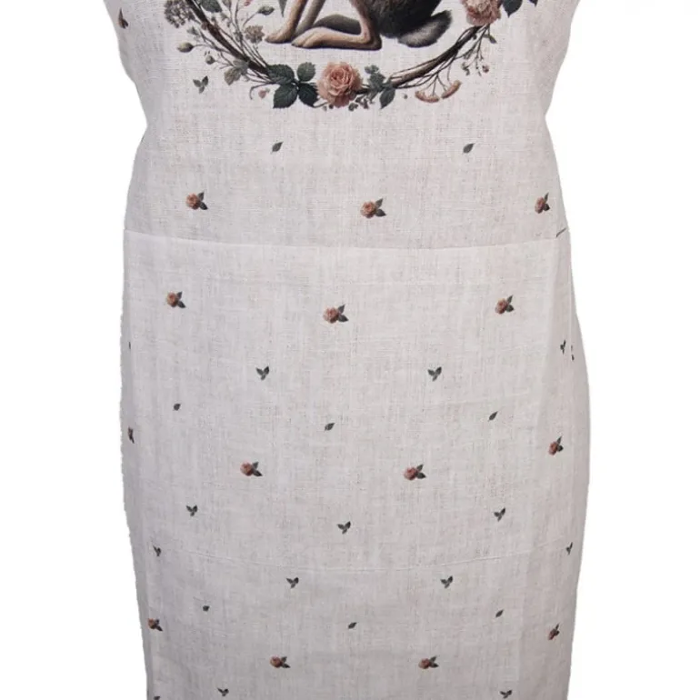 Keukenschort haas en roosjes groen