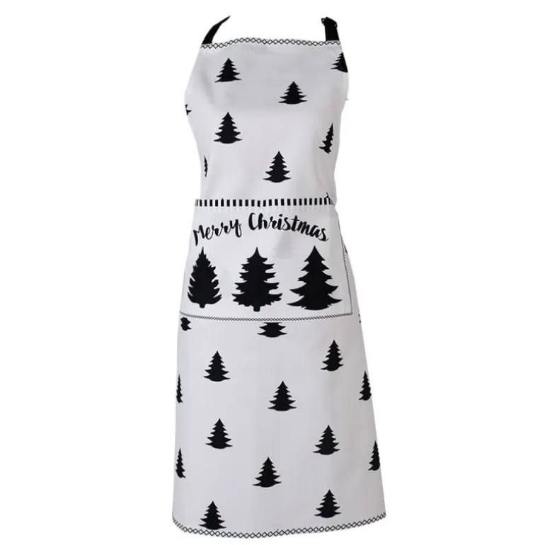 Keukenschort kerstboom wit/zwart