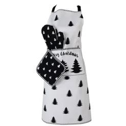Keukenschort kerstboom wit/zwart