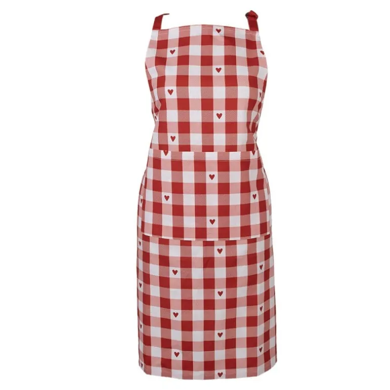 Keukenschort Love It hartjes rood/wit