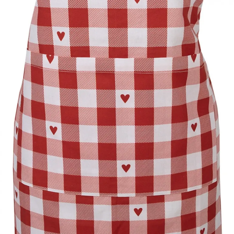 Keukenschort Love It hartjes rood/wit