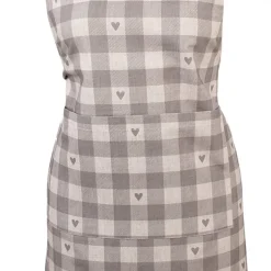 Keukenschort Love It hartjes beige/grijs