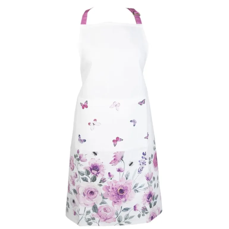 Keukenschort rozen en vlinders roze