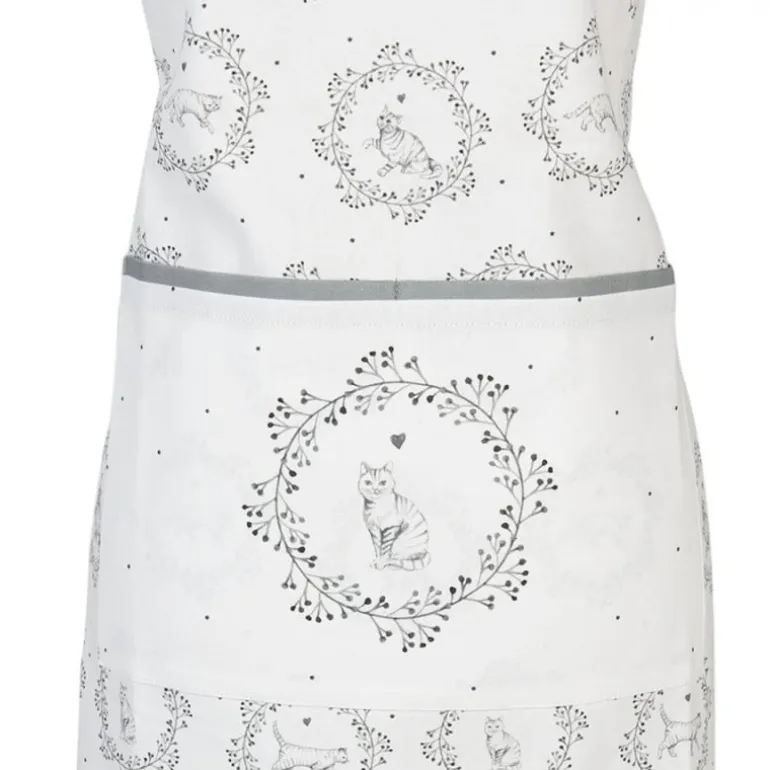 Keukenschort wit/grijs kat