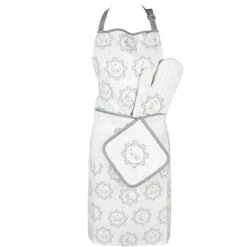 Keukenschort wit/grijs kat