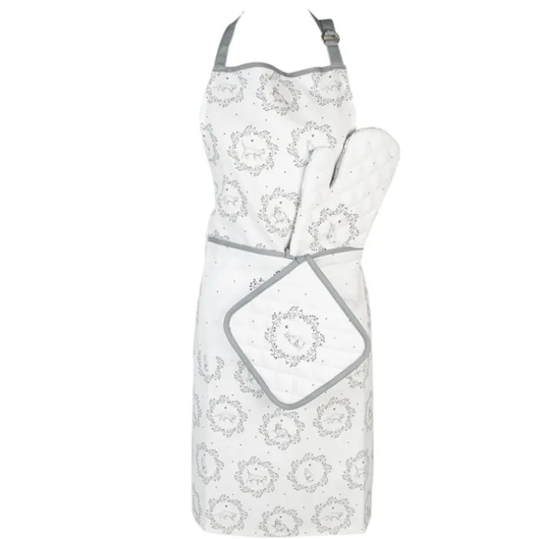 Keukenschort wit/grijs kat