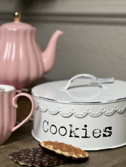 Koekjestrommel Cookies wit 20*9