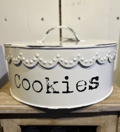 Koekjestrommel Cookies wit 20*9