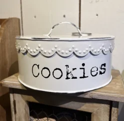 Koekjestrommel Cookies wit 20*9