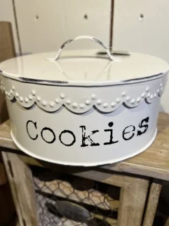 Koekjestrommel Cookies wit 20*9