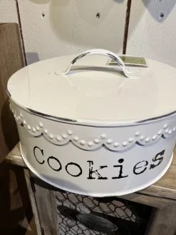 Koekjestrommel Cookies wit 20*9