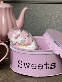 Koekjestrommel Sweets roze 20*9
