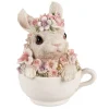 Konijn in kopje wit met bloemetjes