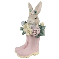 Konijn in roze laarzen met bloemen