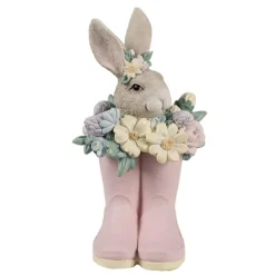 Konijn in roze laarzen met bloemen