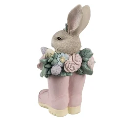 Konijn in roze laarzen met bloemen