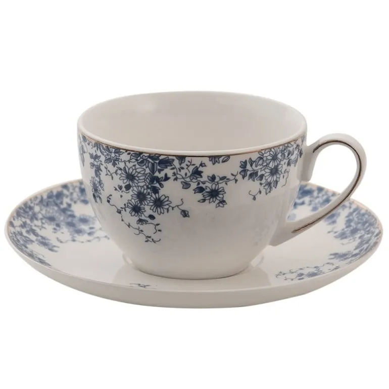 Kop en schotel blauwe bloemetjes