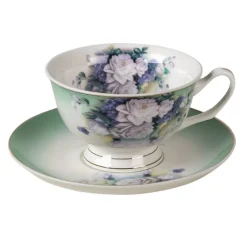 Kop en schotel bloemen groen