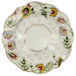 Kop en schotel bloemen zwart/wit/goud