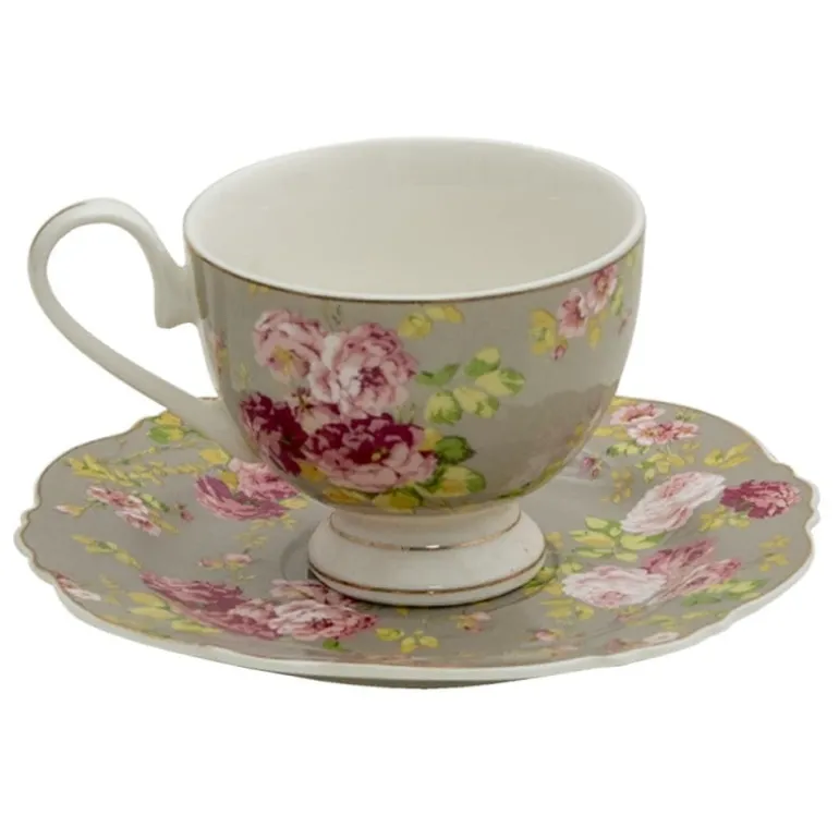 Kop en schotel roosjes groen