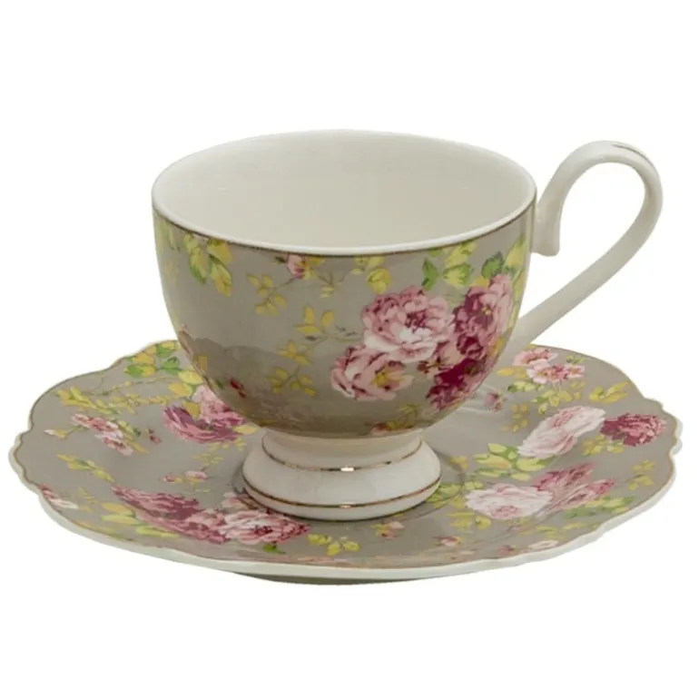 Kop en schotel roosjes groen