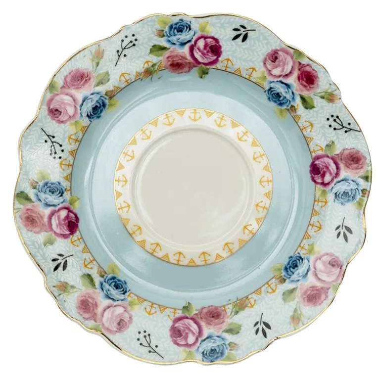 Kop en schotel rozen blauw