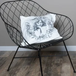 Kussenhoes engel krans wit/grijs